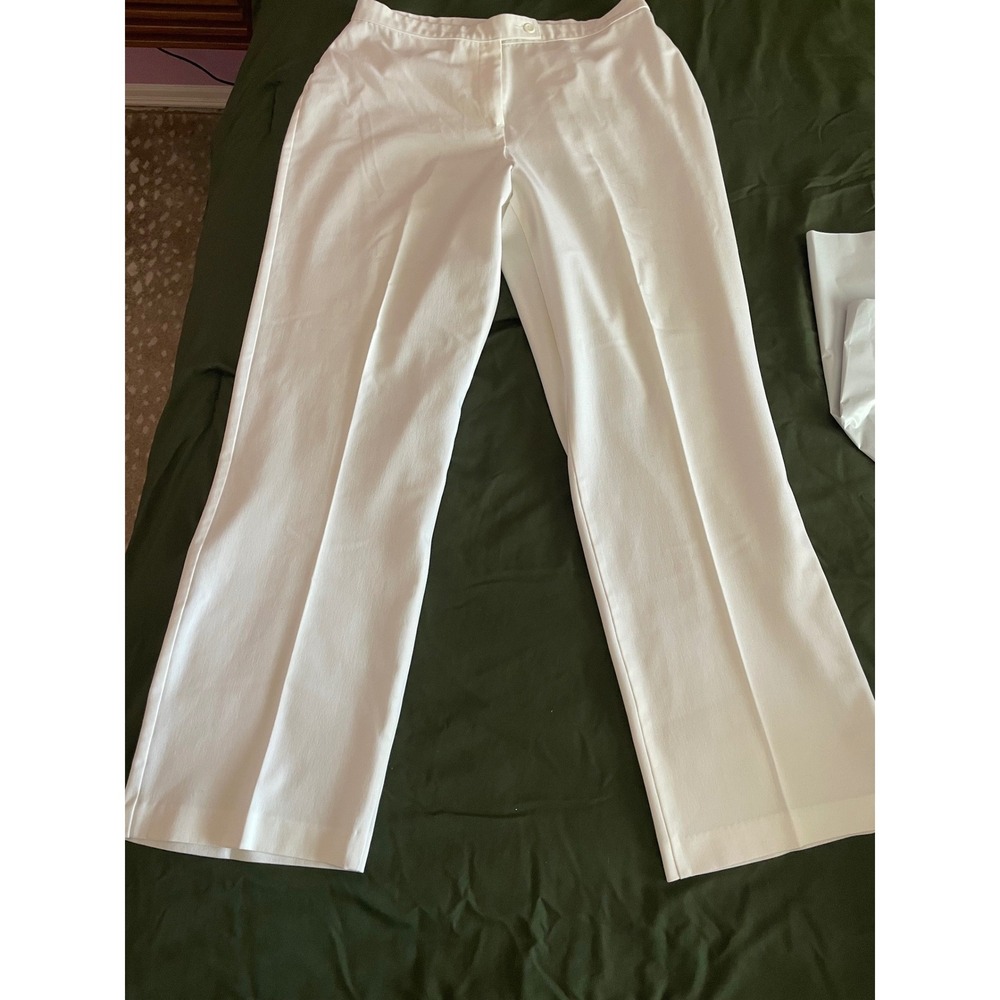 Investments Womens White Straight Leg Dress Pants Mid Rise Size 16 - Picture 2 of 12